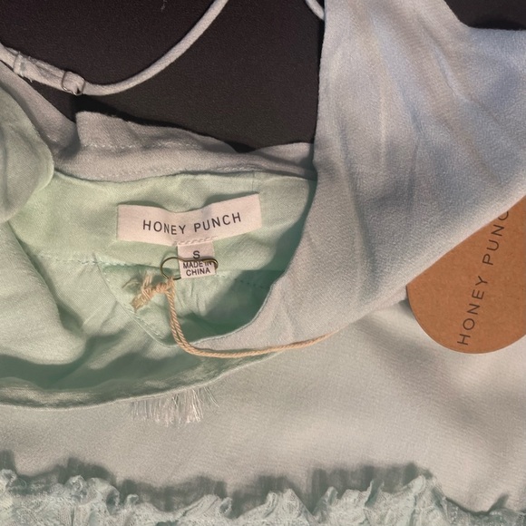 Honey Punch Light Mint Green Baby Doll Lace Hem Crop Tank Top Women's Small - Picture 8 of 8